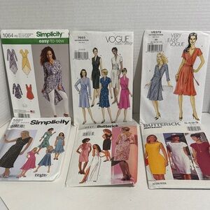 6 NEW never opened Dress Patterns 12-18